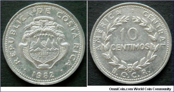 Costa Rica 10 centimos.
1982, Aluminum.