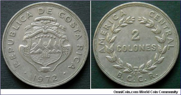 Costa Rica 2 colones.
1972, Cu-ni.