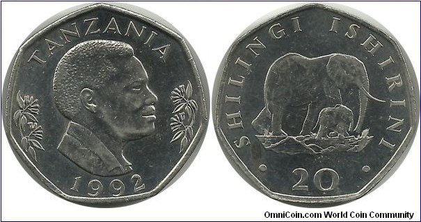 Tanzania 20 Shilingi 1992