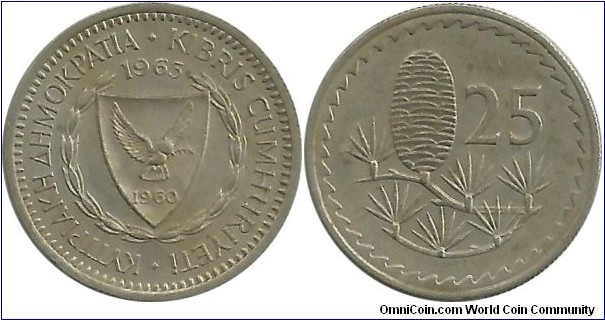 Cyprus-Republic 25 Mils 1963