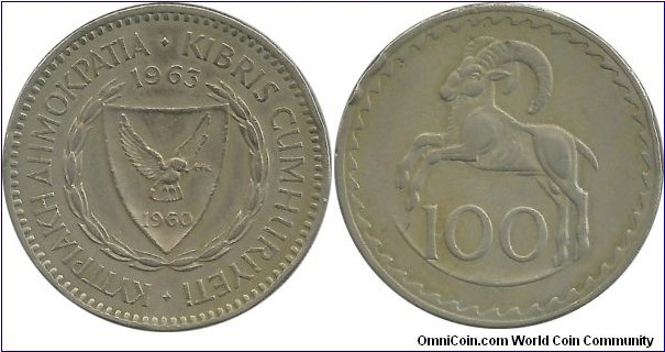 Cyprus-Republic 100 Mils 1963