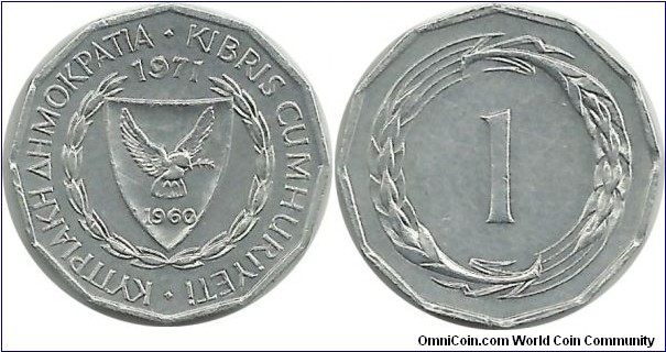 Cyprus-Republic 1 Mil 1971