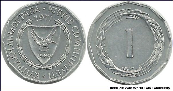 Cyprus-Republic 1 Mil 1971