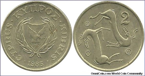 Cyprus-Republic 2 Cents 1983