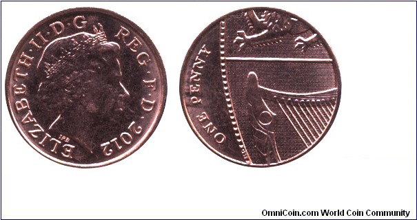 United Kingdom, 1 penny, Cu-Steel, 20.32mm, 3.56g, Queen Elizabeth II.