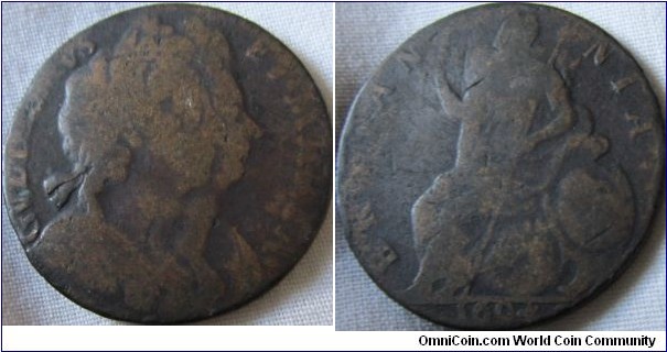 1694 halfpenny, plenty of detail