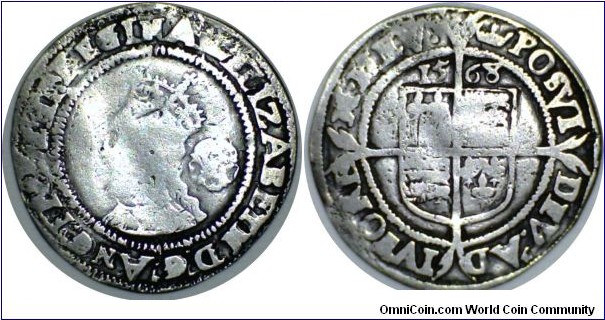 Elizabeth I Sixpence 3rd issue mm Coronet
1.8gms 24.6mm