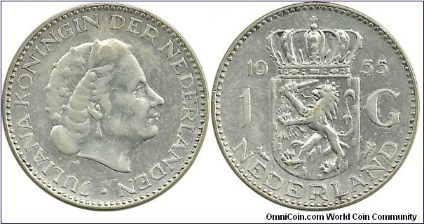 Nederlands 1 Gulden 1955 - PrivyMark = Fish