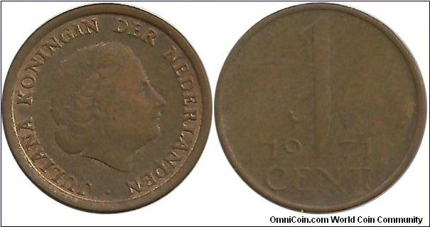 Nederlands 1 Cent 1971 - PrivyMark = Cock
