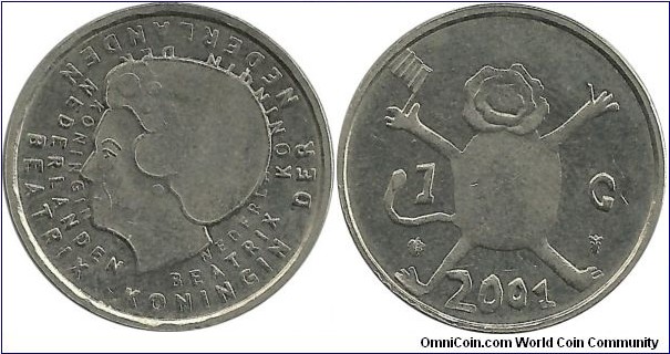 Nederlands 1 Gulden 2001 - Last Gulden, child art design - Lion