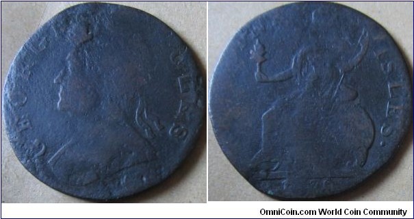 1730 eversion Halfpenny, George Rules.