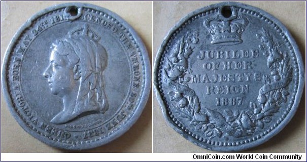 base metal 1887 Jubilee medal