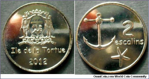 Turtle Island (Tortuga) 2 escalins. 2012, Fantasy coin.
