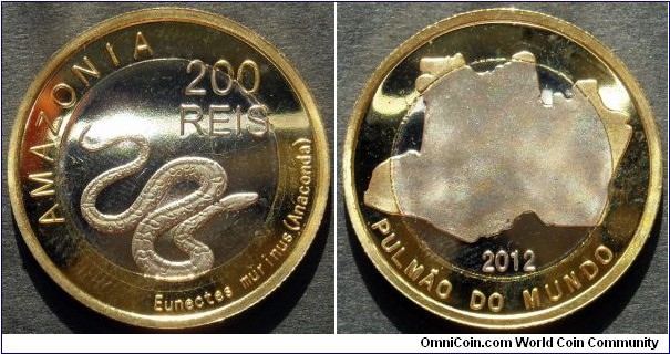 Amazonia 200 reis.
2012, Fantasy coin. Bimetal.