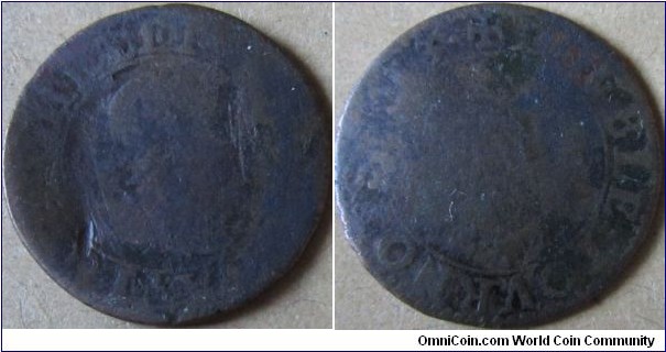 1613 double tournais very worn