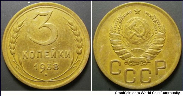 Russia 1938 3 kopek. Old cleaning? 