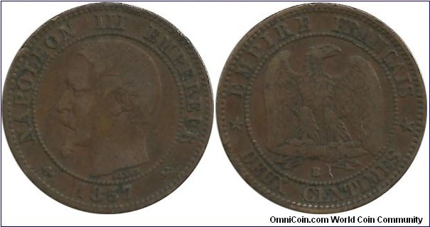France 2 Centimes 1857B