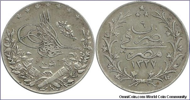 Ottoman-Egypt 10 Kurus 1327-6H  (1914)