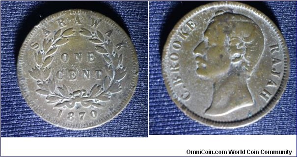 Sarawak Rajah Charles Brooke one cent copper