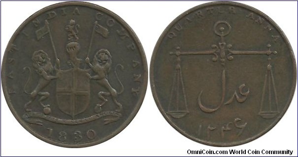 India-Bombay Presidency ¼ Anna 1830-1246
