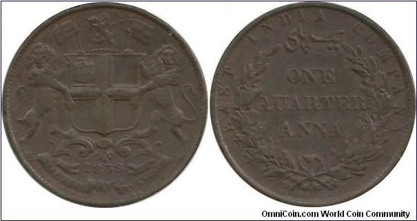 India-East India Company ¼ Anna 1858