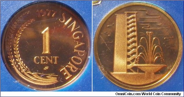 Singapore 1977 1 cent. Proof. 