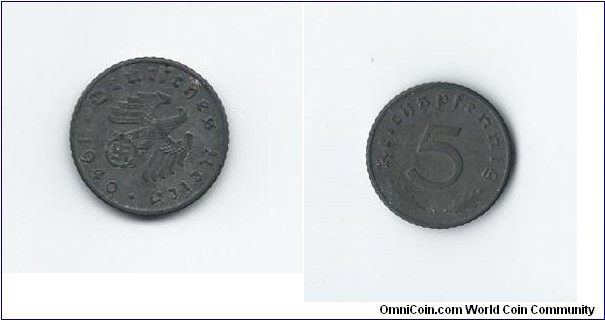 Germany
5 Reichspfenning
1940