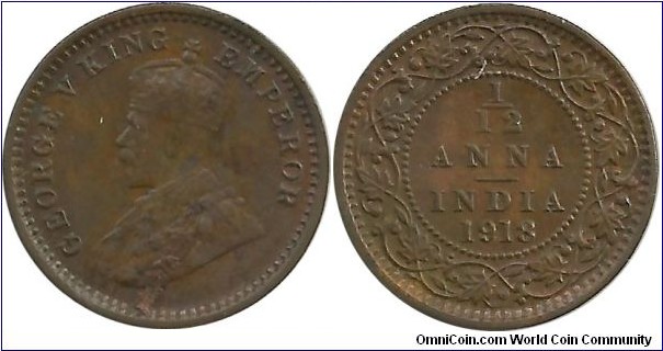 India-British 1/12 Anna 1918