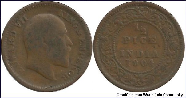 India-British ½ Pice 1904