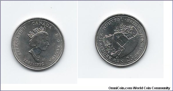 1867-1992 Canada's 125th Anniversary Quarter New Brunswick