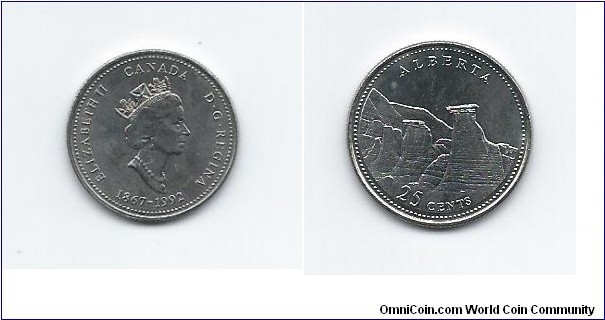 1867-1992 Canada's 125th Anniversary Quarter Alberta