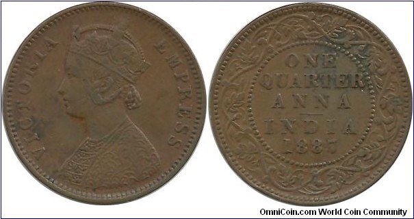 India-British ¼ Anna 1887