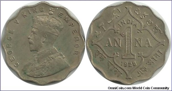 India-British 1 Anna 1928(B)