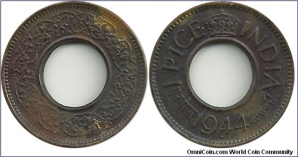 India-British 1 Pice 1944(High Crown)