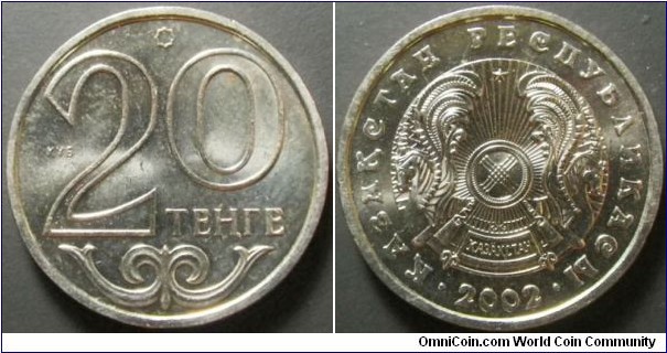 Kazakhstan 2002 20 tenge. Weight: 2.90g. 