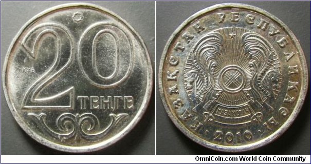 Kazakhstan 2010 20 tenge. Weight: 2.93g. 