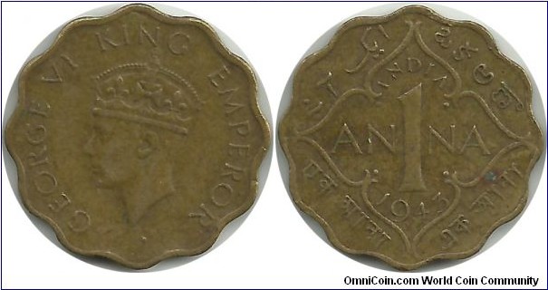India-British 1 Anna 1943