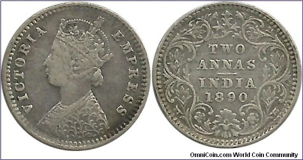 India-British 2 Annas 1890