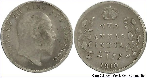 India-British 2 Annas 1910