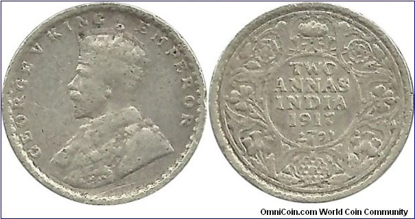 India-British 2 Annas 1917