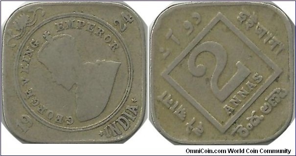India-British 2 Annas 1924(C)
