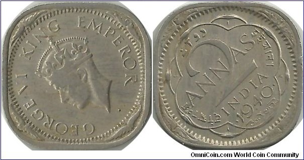 India-British 2 Annas 1940(B)