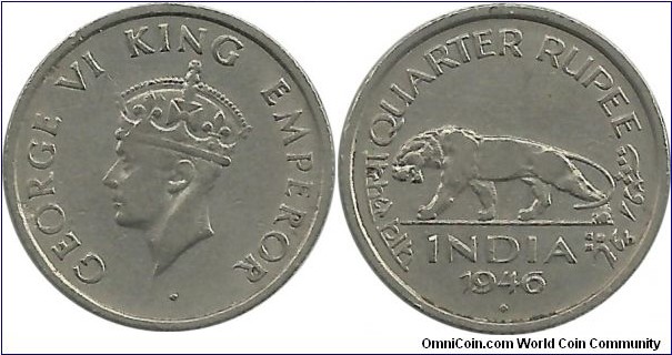 India-British ¼ Rupee 1946