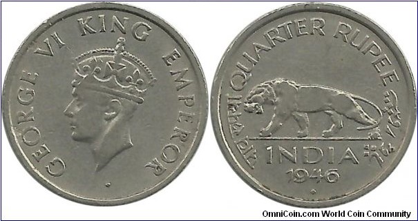India-British ¼ Rupee 1946