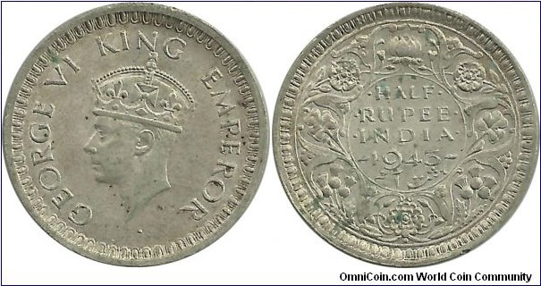 India-British ½ Rupee 1943(2)