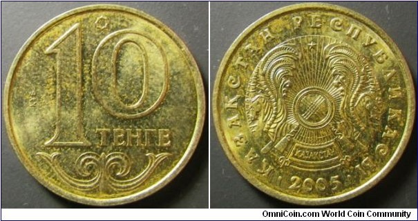 Kazakhstan 2005 10 tenge. Weight: 2.77g. 