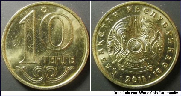 Kazakhstan 2011 10 tenge. Weight: 2.72g. 