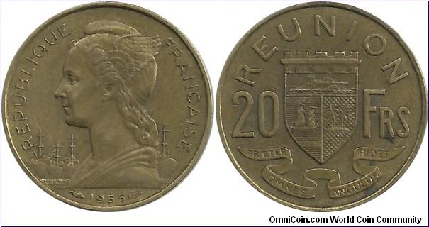 Reunion 20 Francs 1955