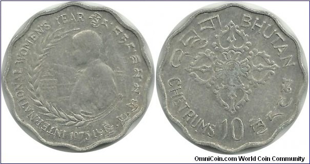 Bhutan 10 Chetrums 1975