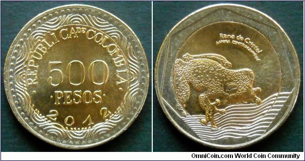 Colombia 500 pesos.
2012, Bimetal.